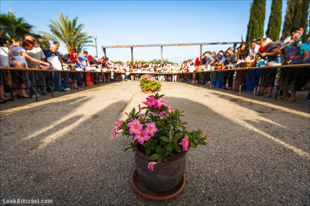 Освящение пасхальное снеди в русской церкви Петра и Тавифы в Яффо | LookAtIsrael.com - Фото путешествия по Израилю