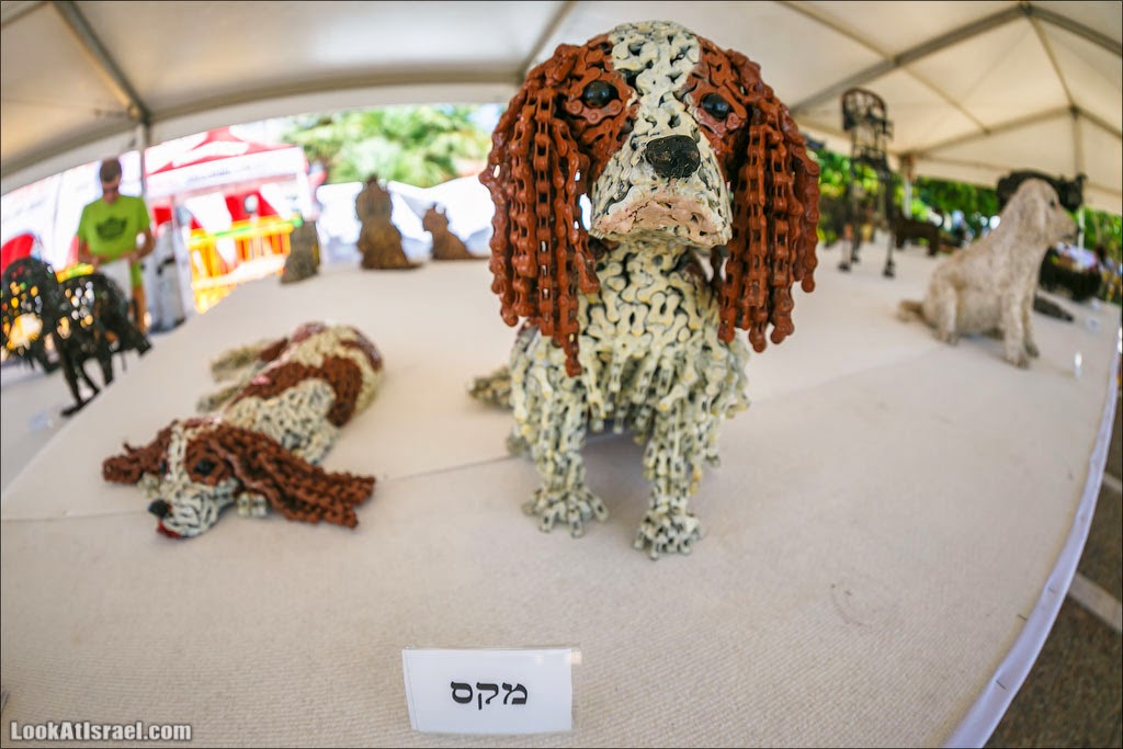 Выставка собак, созданных Нирит Левав из велосипедных цепей | LookAtIsrael.com - Фото путешествия по Израилю