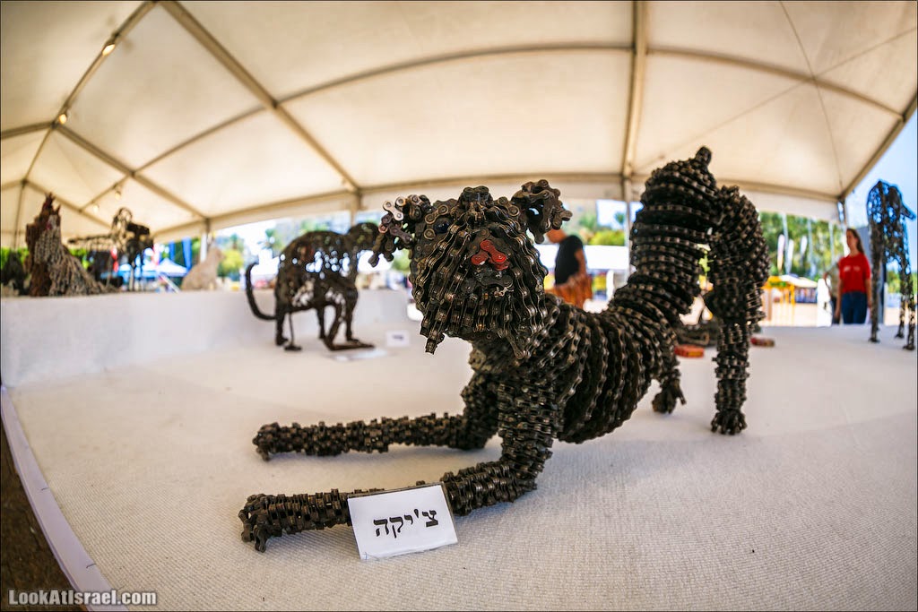 Выставка собак, созданных Нирит Левав из велосипедных цепей | LookAtIsrael.com - Фото путешествия по Израилю