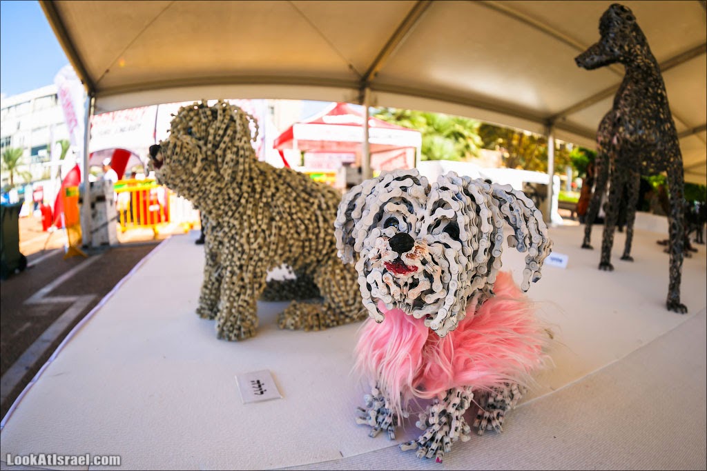 Выставка собак, созданных Нирит Левав из велосипедных цепей | LookAtIsrael.com - Фото путешествия по Израилю