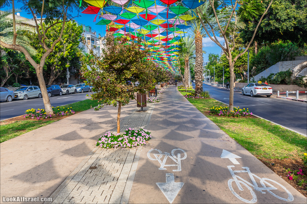 Бульвар Бен-Гурион в Тель-Авиве в тени воздушных змеев | LookAtIsrael.com - Фото путешествия по Израилю