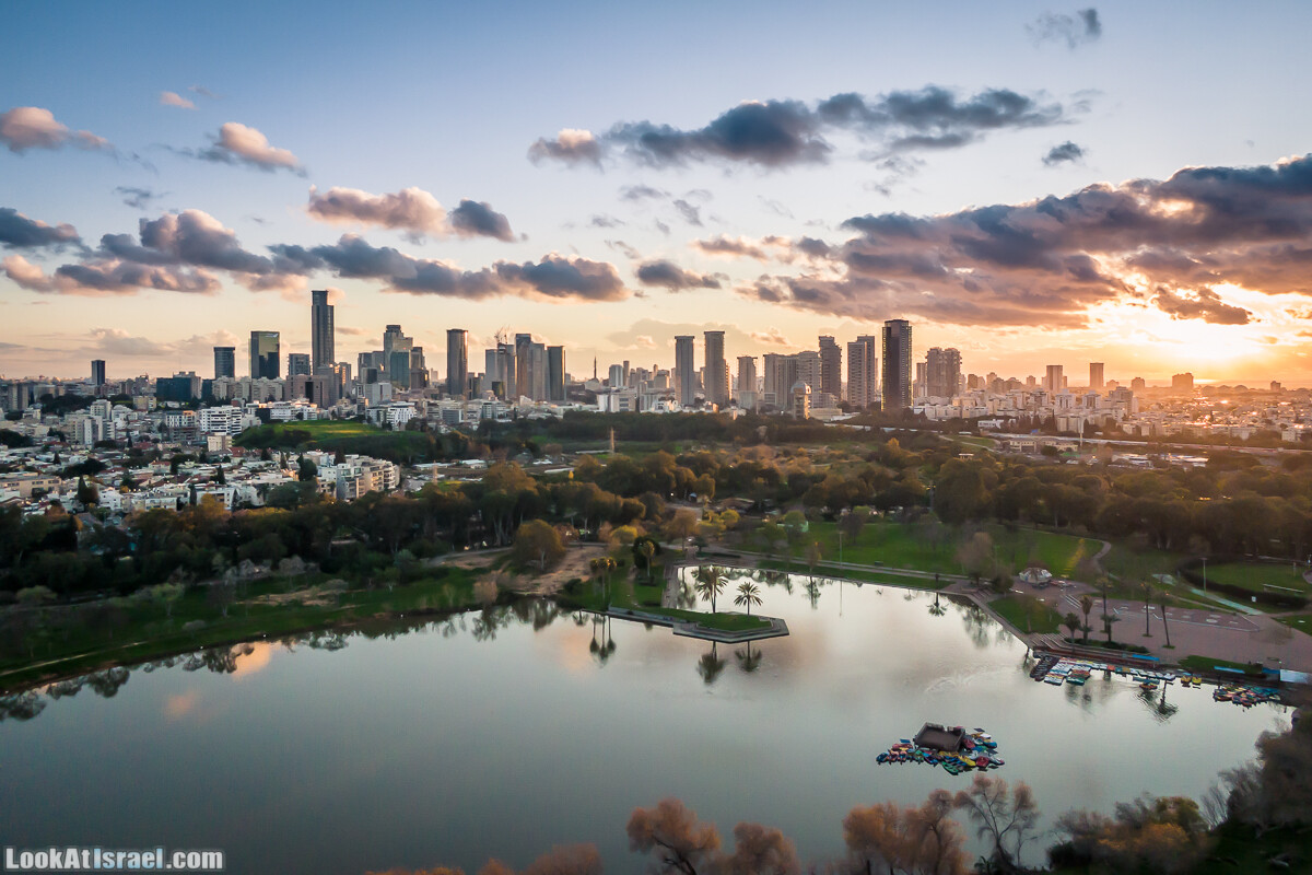 Вечерний Тель-Авив аэрофотосъёмка | LookAtIsrael.com - Фото путешествия по Израилю
