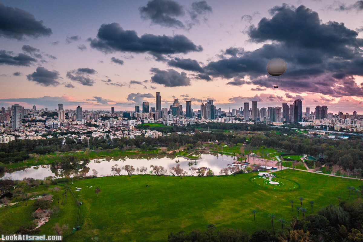 Вечерний Тель-Авив аэрофотосъёмка | LookAtIsrael.com - Фото путешествия по Израилю
