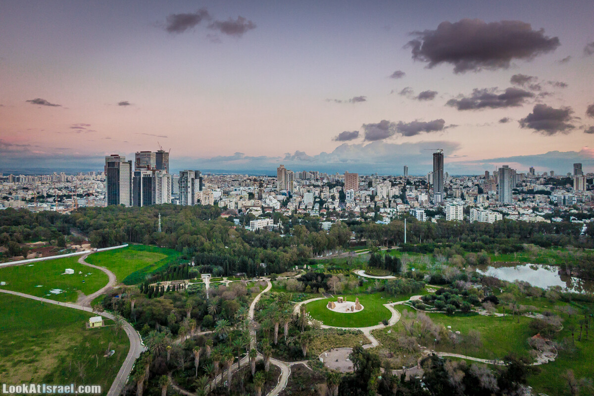 Вечерний Тель-Авив аэрофотосъёмка | LookAtIsrael.com - Фото путешествия по Израилю