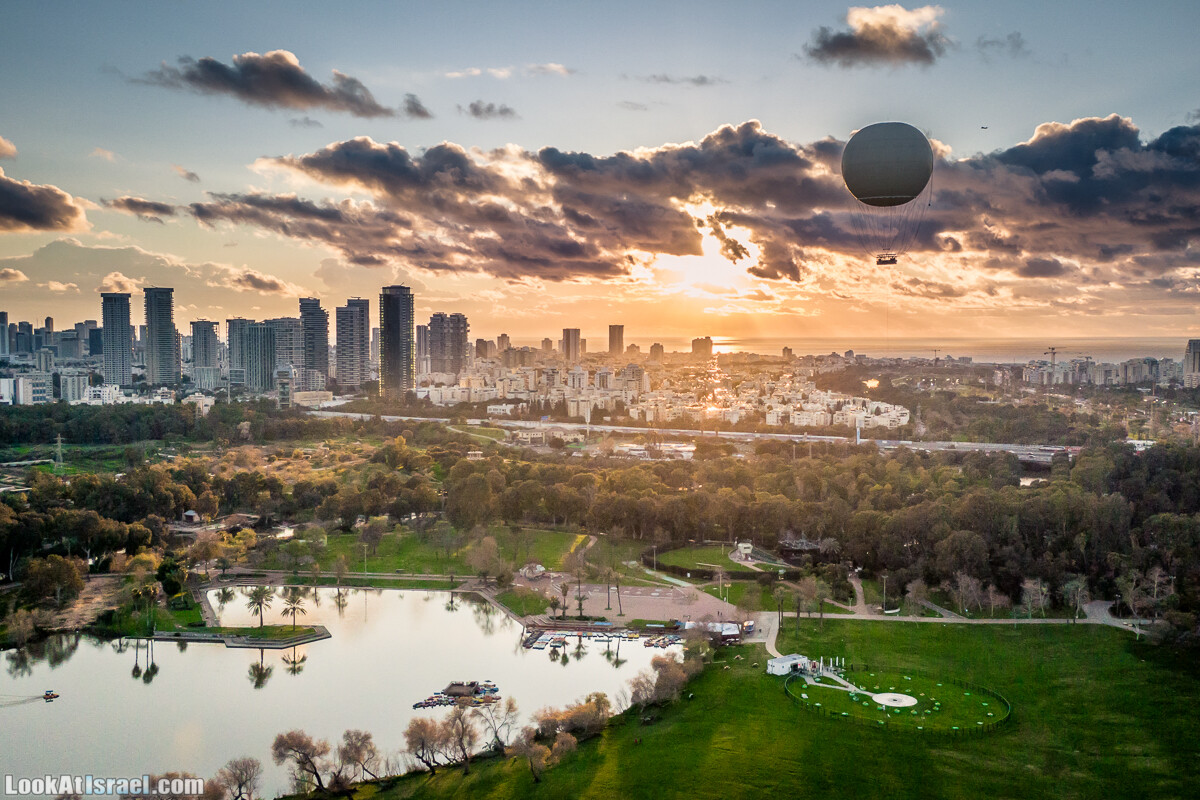 Вечерний Тель-Авив аэрофотосъёмка | LookAtIsrael.com - Фото путешествия по Израилю