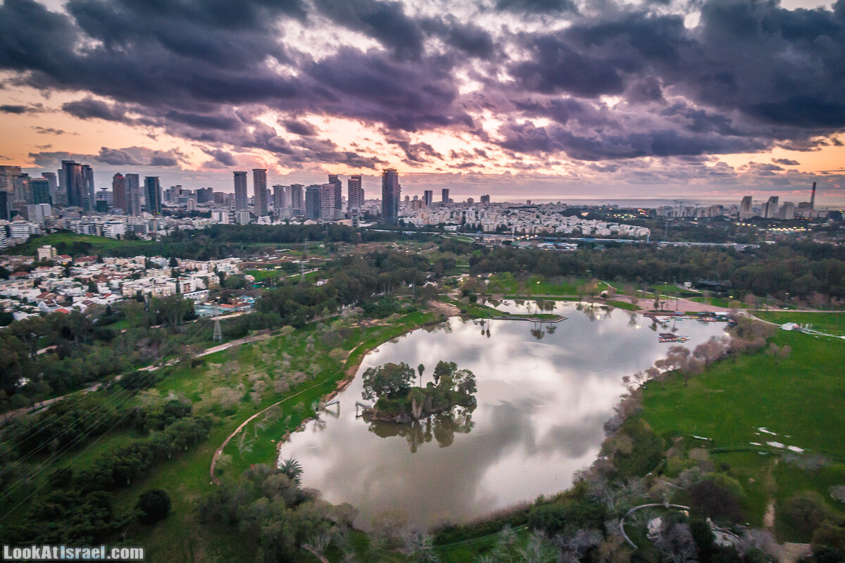 Вечерний Тель-Авив аэрофотосъёмка | LookAtIsrael.com - Фото путешествия по Израилю