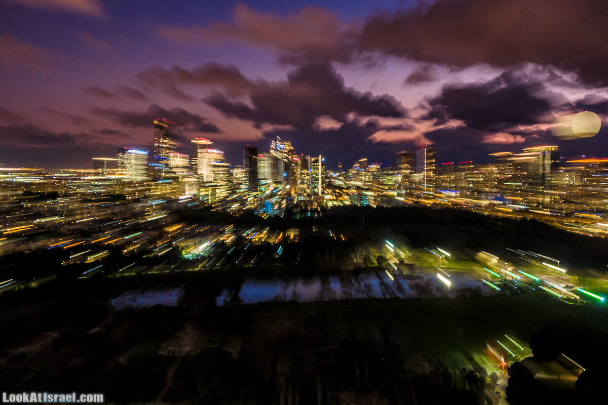 Вечерний Тель-Авив аэрофотосъёмка | LookAtIsrael.com - Фото путешествия по Израилю