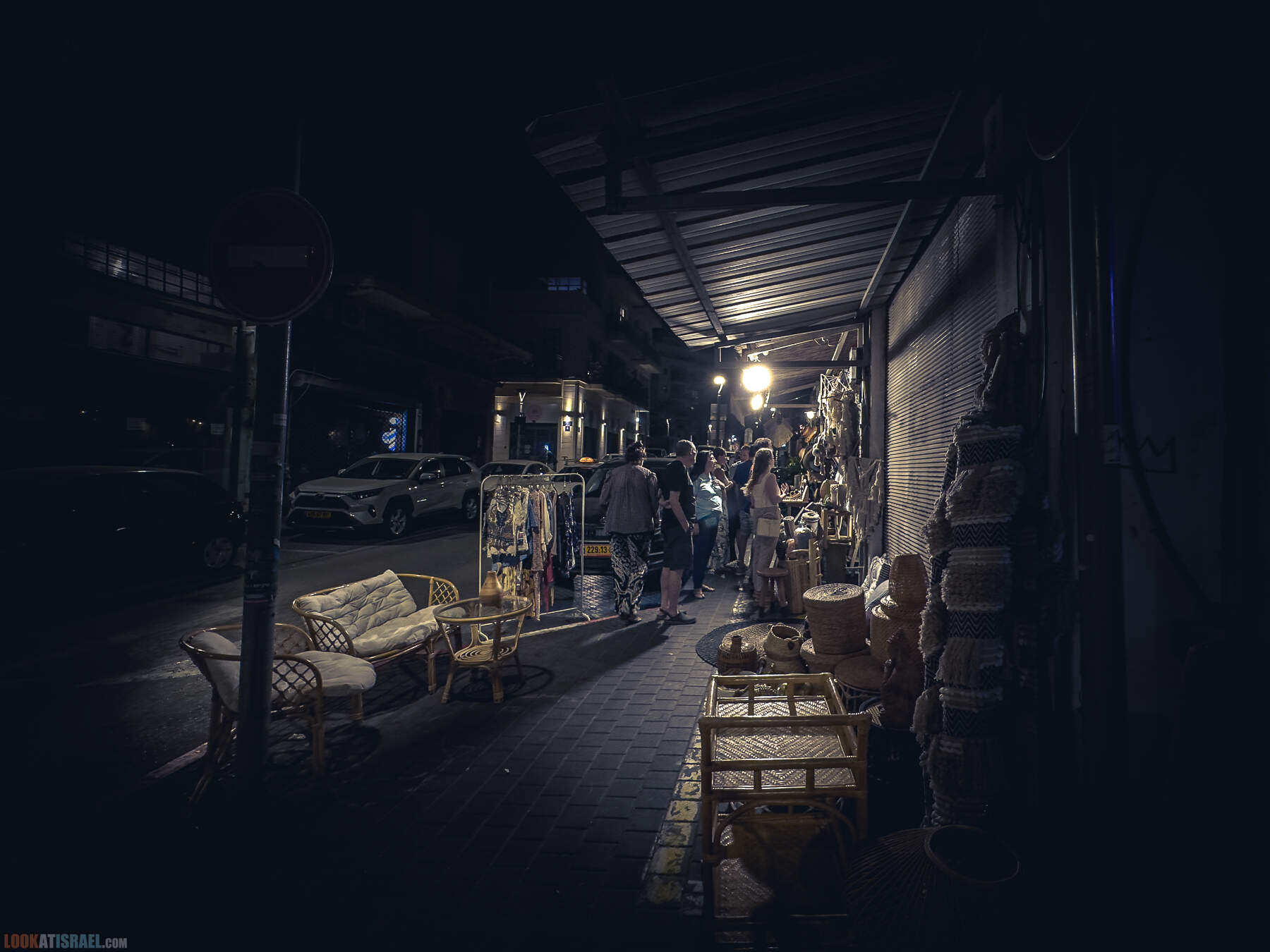 Блошиный рынок в Яффо ночью, Тель-Авив, Израиль